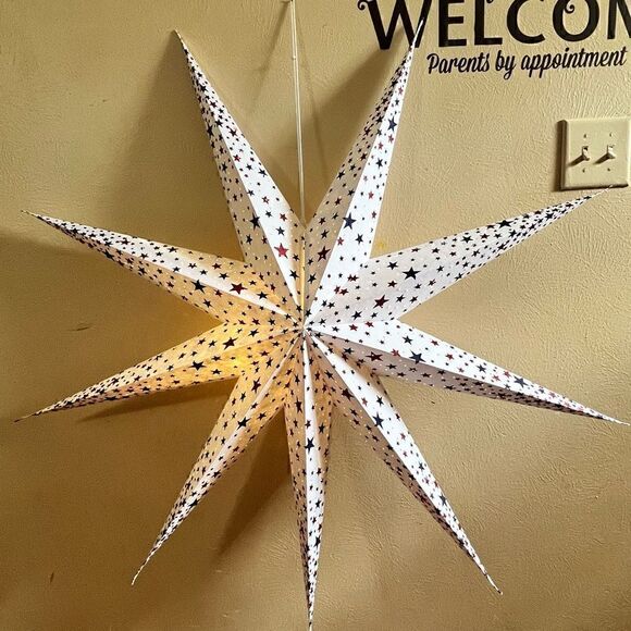 Americana Paper Star 9 point Really Huge Paper Star Decor 43” Perfect For july 4 - Picture 1 of 8